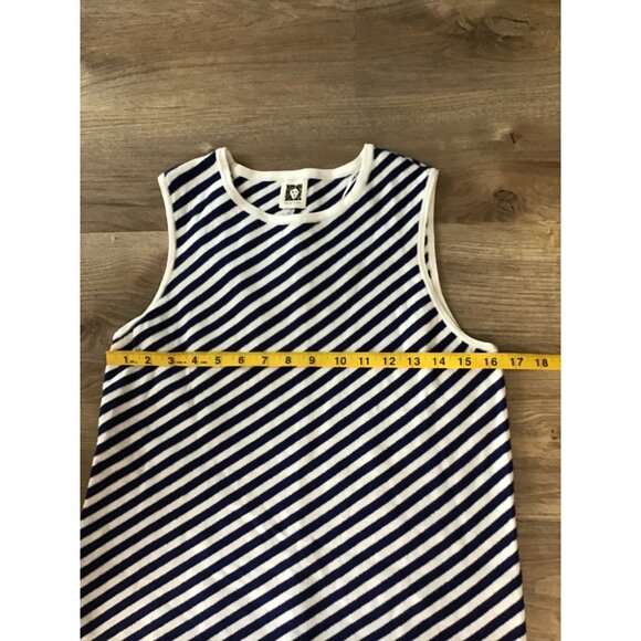 ANNE KLEIN- WOMEN'S WHITE/BLUE STRIPPED PULL OVER CREW NECK TOP SIZE SMALL- NWT - Picture 6 of 6